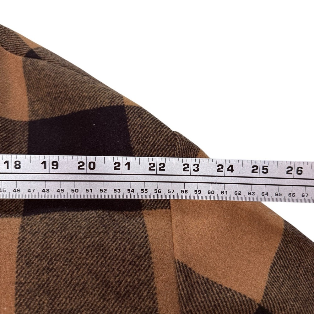 Abercrombie & Fitch Plaid Coat Peacoat Large Black Tan Brown Oversized Women's - Picture 7 of 7